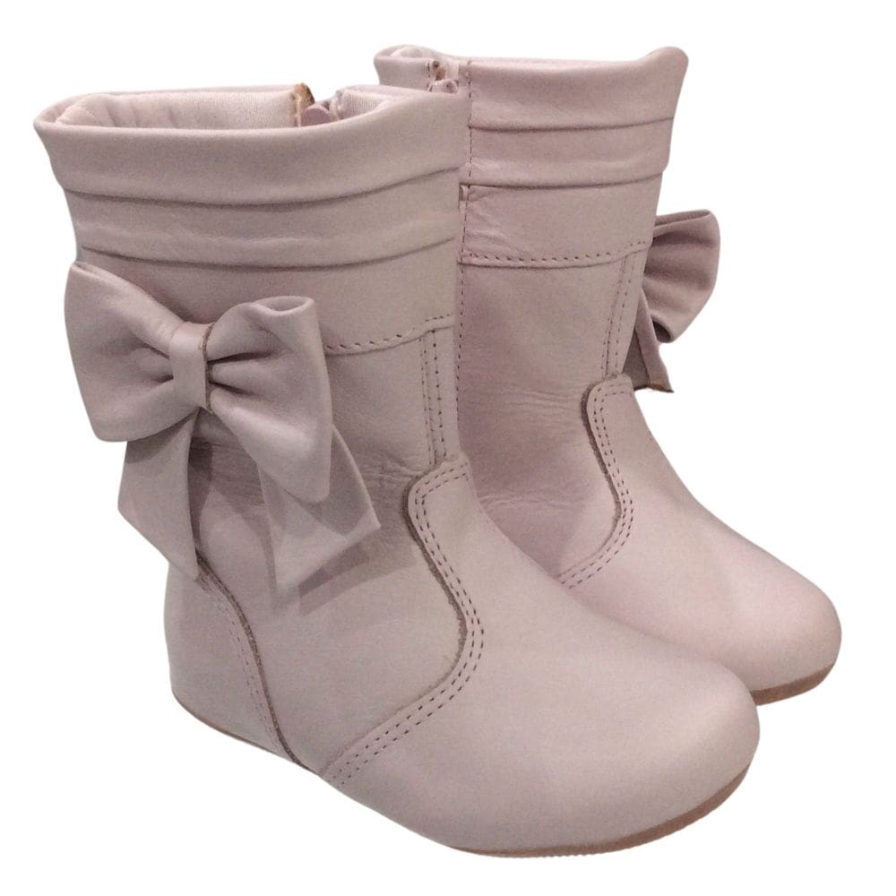 Bota infantil fem Couro Feito Criança Rosa/Bege