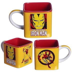 Caneca Homem de Ferro Iron Man 3d Cubo Quadrada Cerâmica 300ml Oficial Marvel