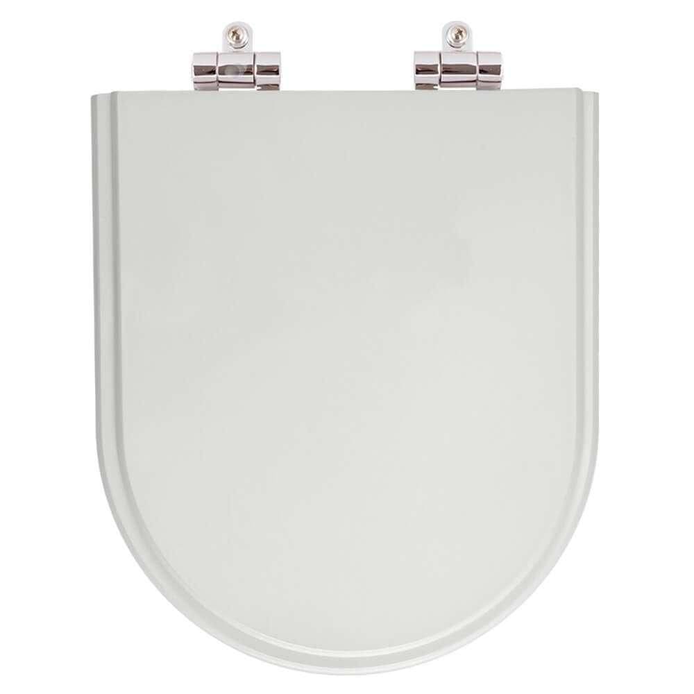 Assento Sanitário Poliéster Soft Close Silent Cinza Claro para vaso Hervy
