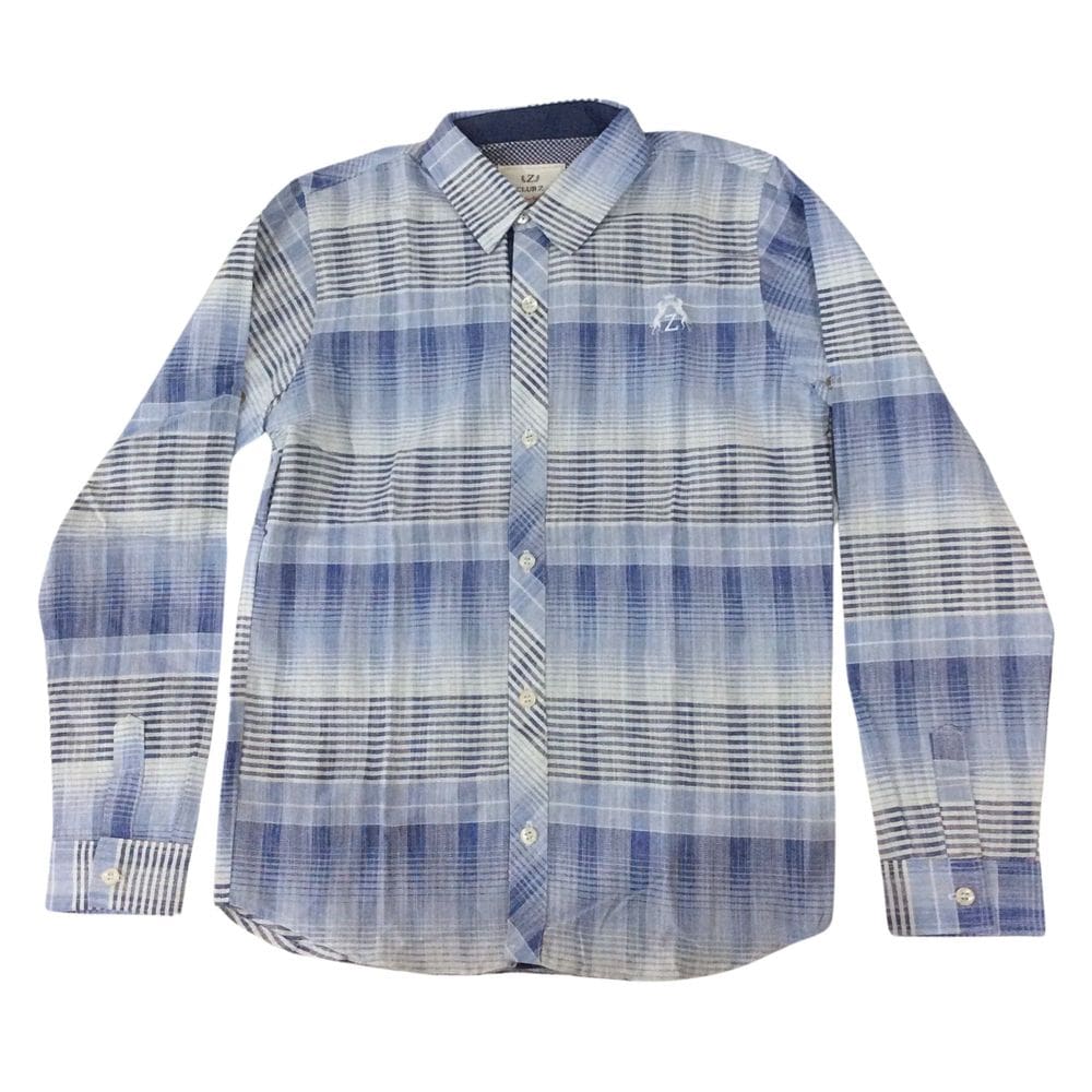 Camisa infantil masc Zemar azul e branco