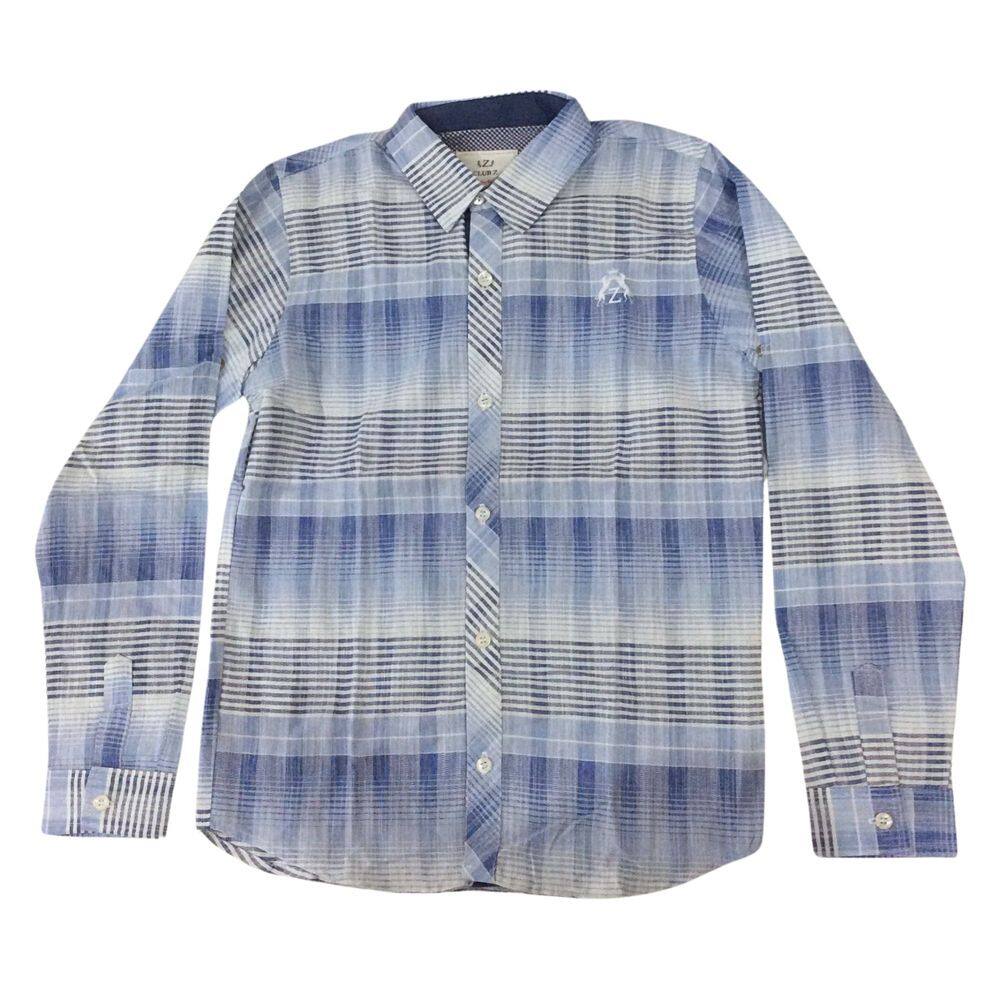 Camisa infantil masc Zemar azul e branco