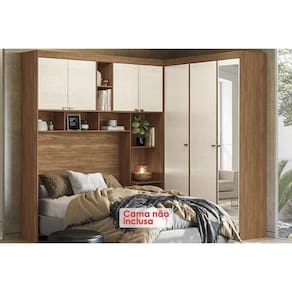 Guarda Roupa Casal 7 Portas e 4 Gavetas c/ Espelho Lugano jatoba/Areia - Santos Andirá