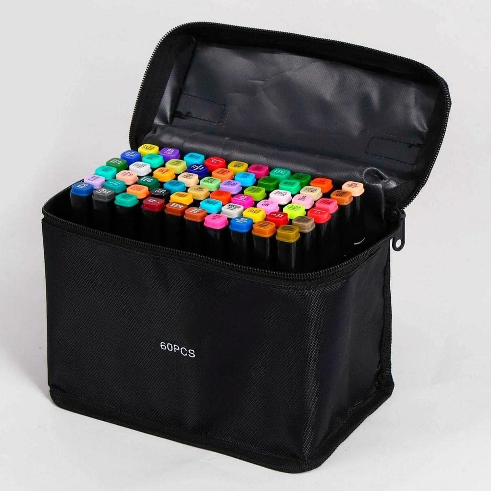 Kit Canetinha 60 Unidades Estojo Pintura Escolar