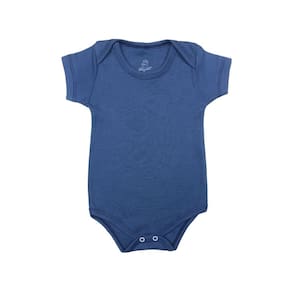 Body Bebê Manga Curta Algodão Azul Escuro Liso Menino