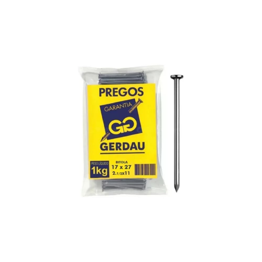Prego Polido 17X27 1KG com Cabeça Gerdau