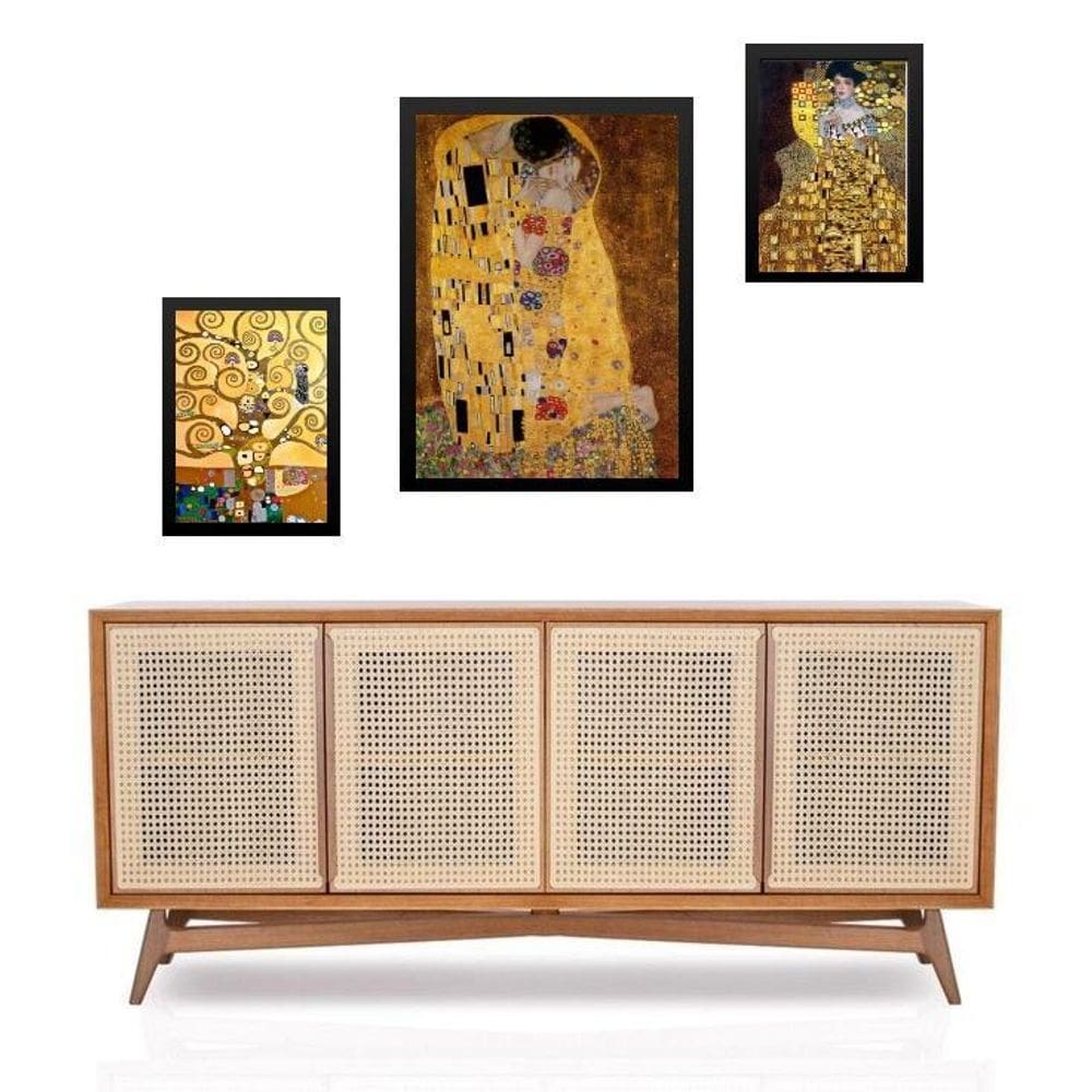 Set 3 Quadros Obras Gustav Klimt - Com Vidro