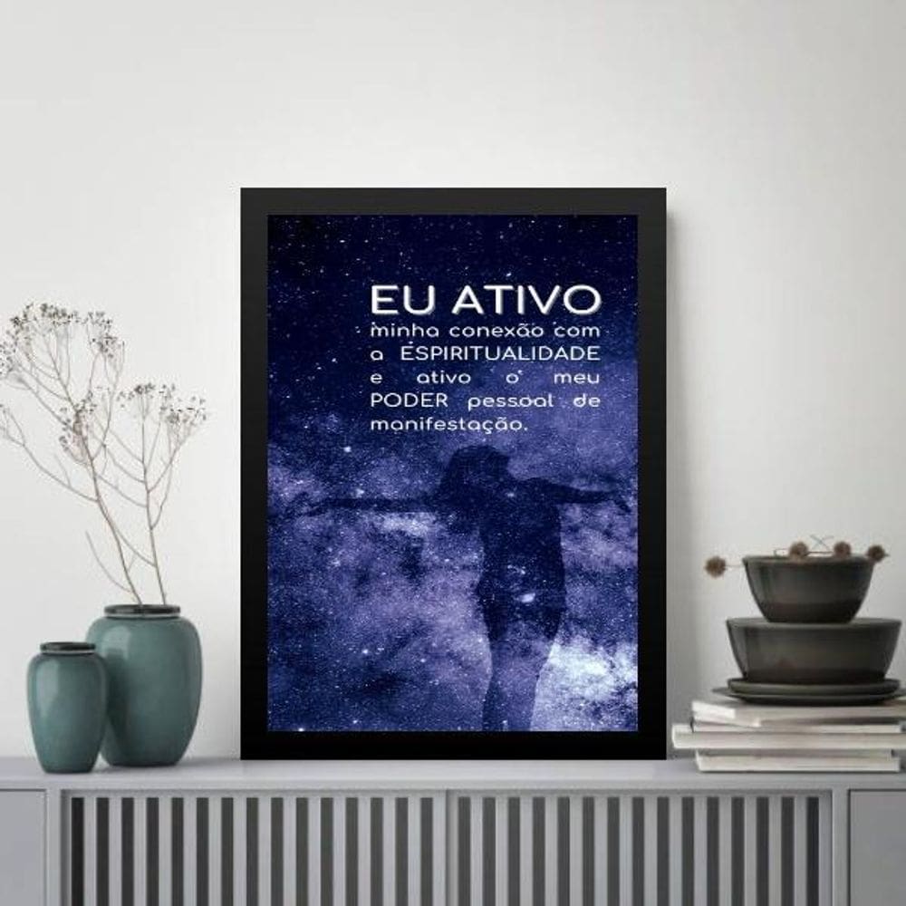 Quadro Lei Da Atração - Eu Ativo 24X18Cm - Com Vidro