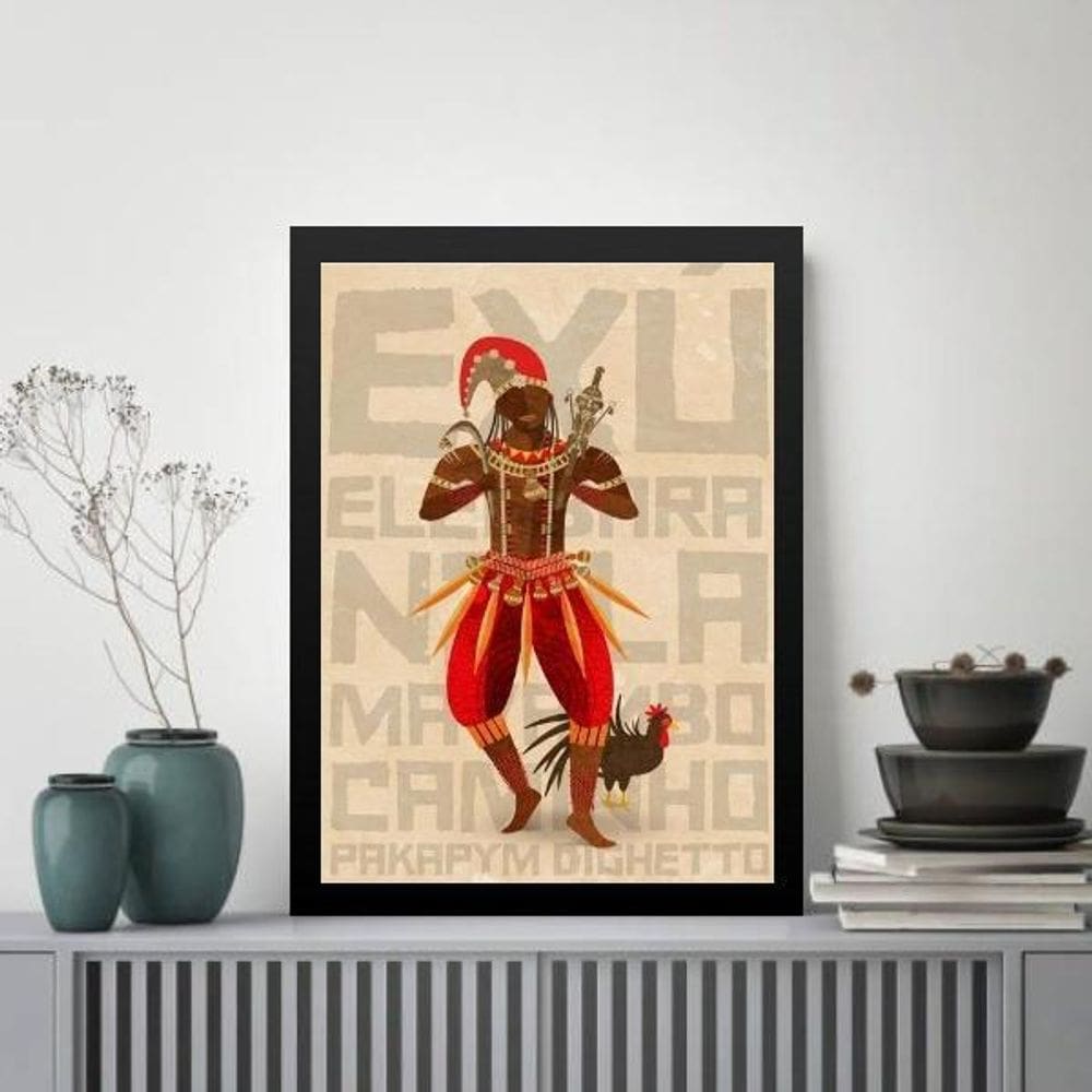 Quadro Decorativo Exú Elegbara 33X24Cm - Com Vidro