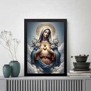 Quadro Sacro Heart Of Maria 24X18Cm - Com Vidro