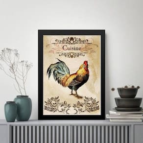 Quadro Vintage Para Cozinha Galo 33X24Cm - Com Vidro