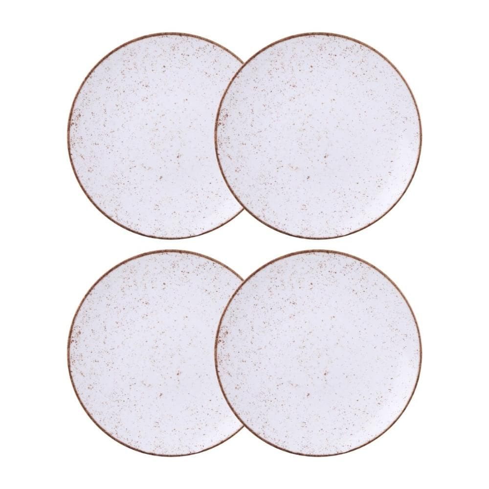 Jogo de Pratos Rasos 4 Peças Rústico 25 cm Porcelana Decorada Tramontina