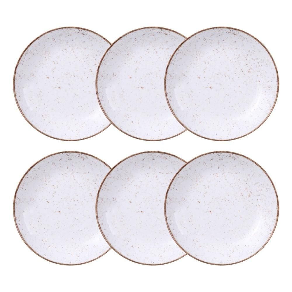 Jogo de Pratos Fundo 6 Peças Rústico 22 cm Porcelana Decorada Tramontina