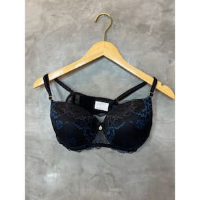 Sutiã Preto com azul de alta sustentação,delicado para o dia a dia, confortável Morena Rosa