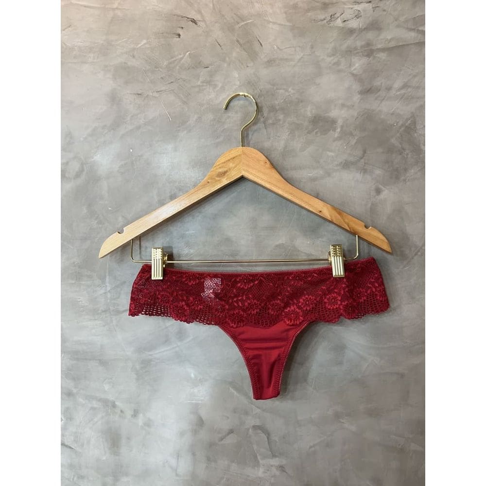 Calcinha Fio dental básica em microfibra, com renda sexy e sensual, romantica e sexy Vermelha