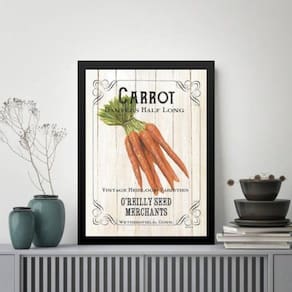 Quadro Vintage Para Cozinha Cenoura 45X34Cm - Com Vidro