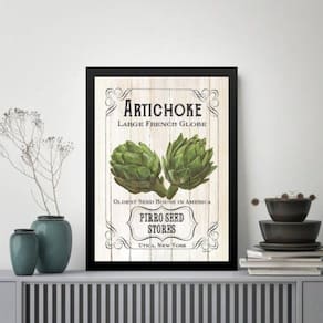 Quadro Vintage Para Cozinha Alcachofra 45X34Cm - Com Vidro