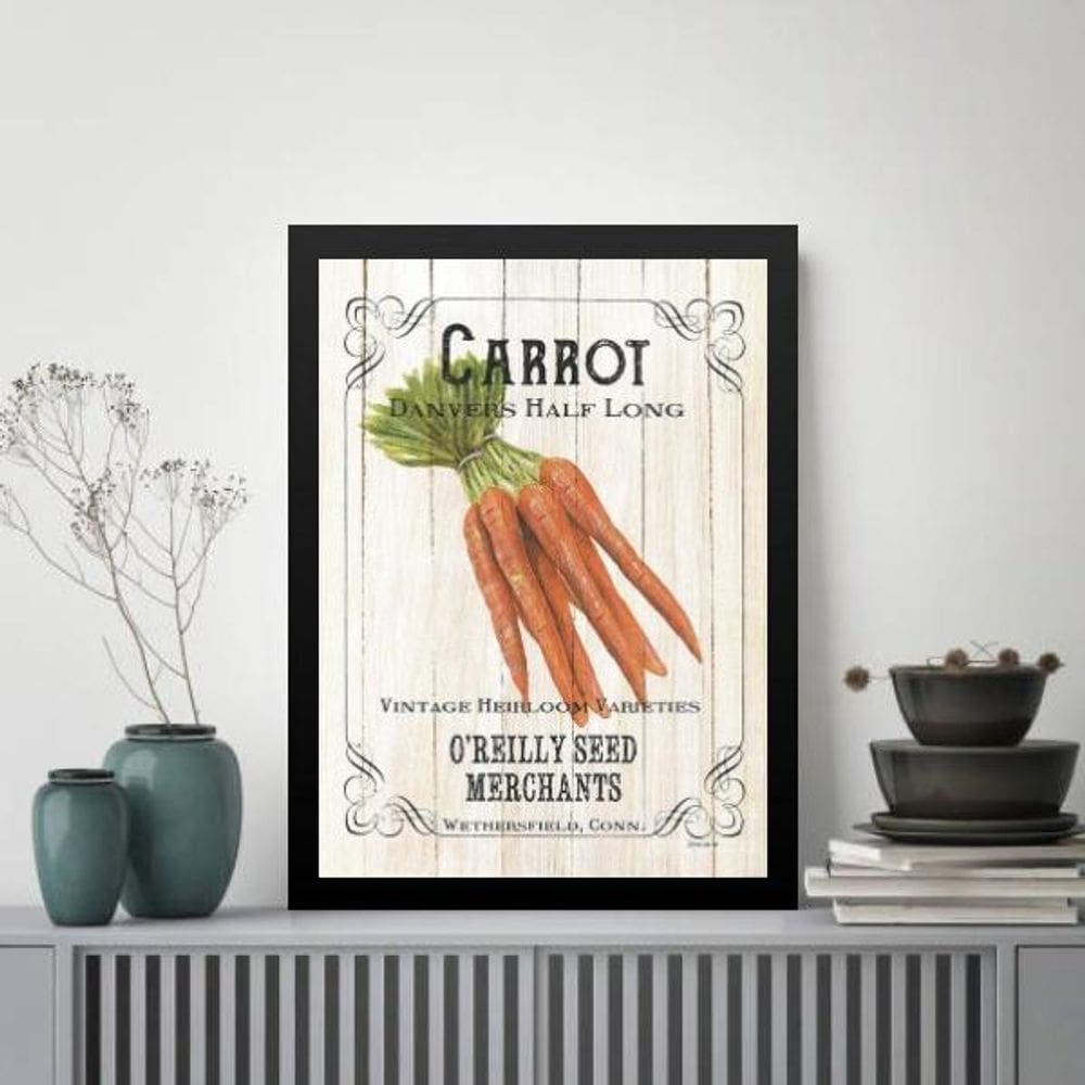 Quadro Vintage Para Cozinha Cenoura 33X24Cm - Com Vidro