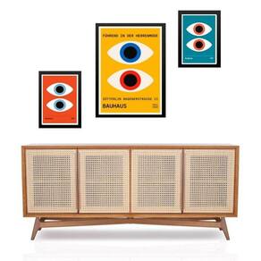 Set 3 Quadros Olhos Coloridos Bauhaus - Com Vidro