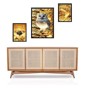 Set 3 Quadros Arquétipos Prosperidade Riqueza - Com Vidro