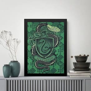 Quadro Decorativo Brasão Slytherin 45X34Cm - Com Vidro