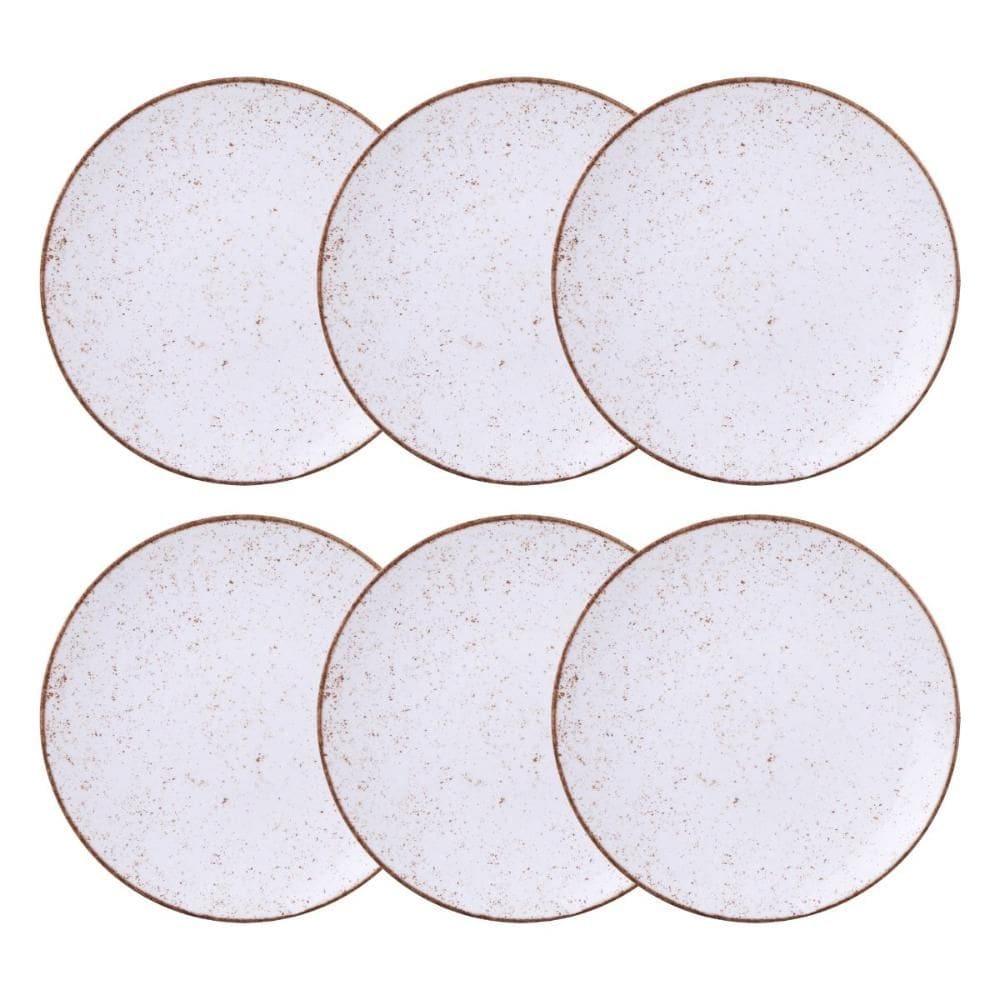 Jogo de Pratos Rasos 6 Pcs Rústico 25 cm Porcelana Decorada Tramontina