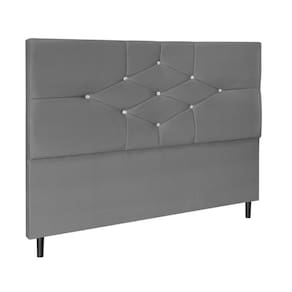Cabeceira  Cama Box Queen 160cm Virgínia Suede Cinza E Frame