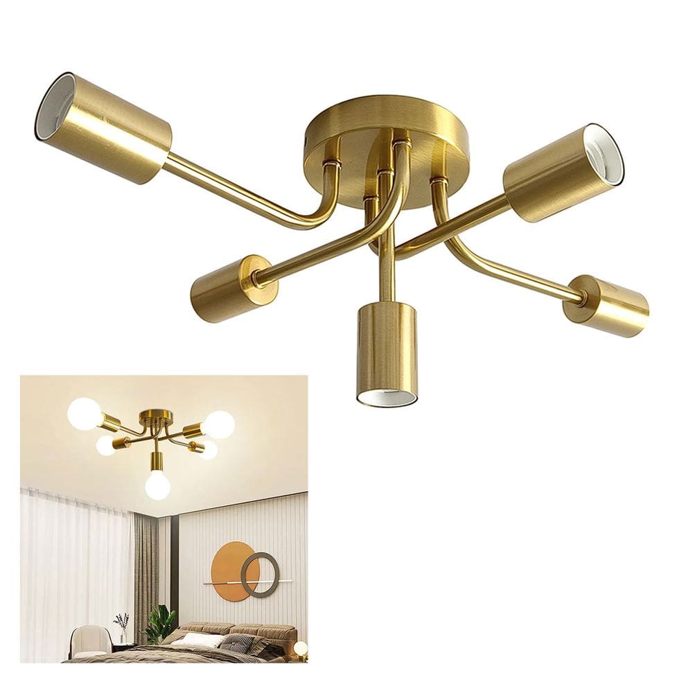 Lustre Sputnik Luminaria 5 Lampadas E27 Iluminaçao Quarto Sala Recepçao Comercial Residencial Ambiente