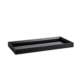 Bandeja Retangular Em MDF Com Vidro Preta 38x18cm Mart