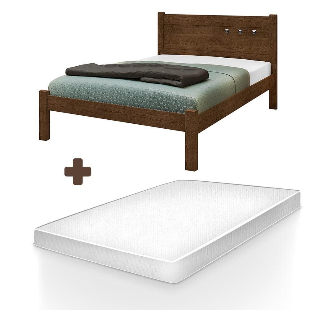 Cama De Casal Simples Paola II Malbec Framar Com Colchão Casal Hellen Pro Confort - Marrom