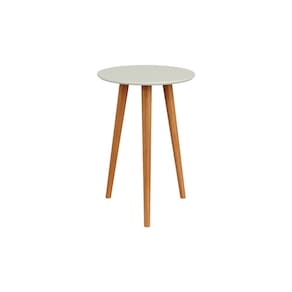 Mesa de Canto Redonda 45cm Lisboa Off White/Freijó