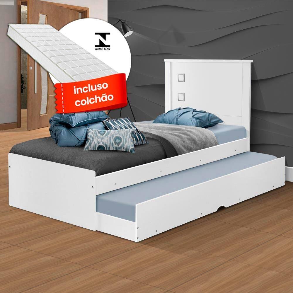 Cama Com Auxiliar Com 2 Colchões Tebarrot Barcelona Branco - Branco