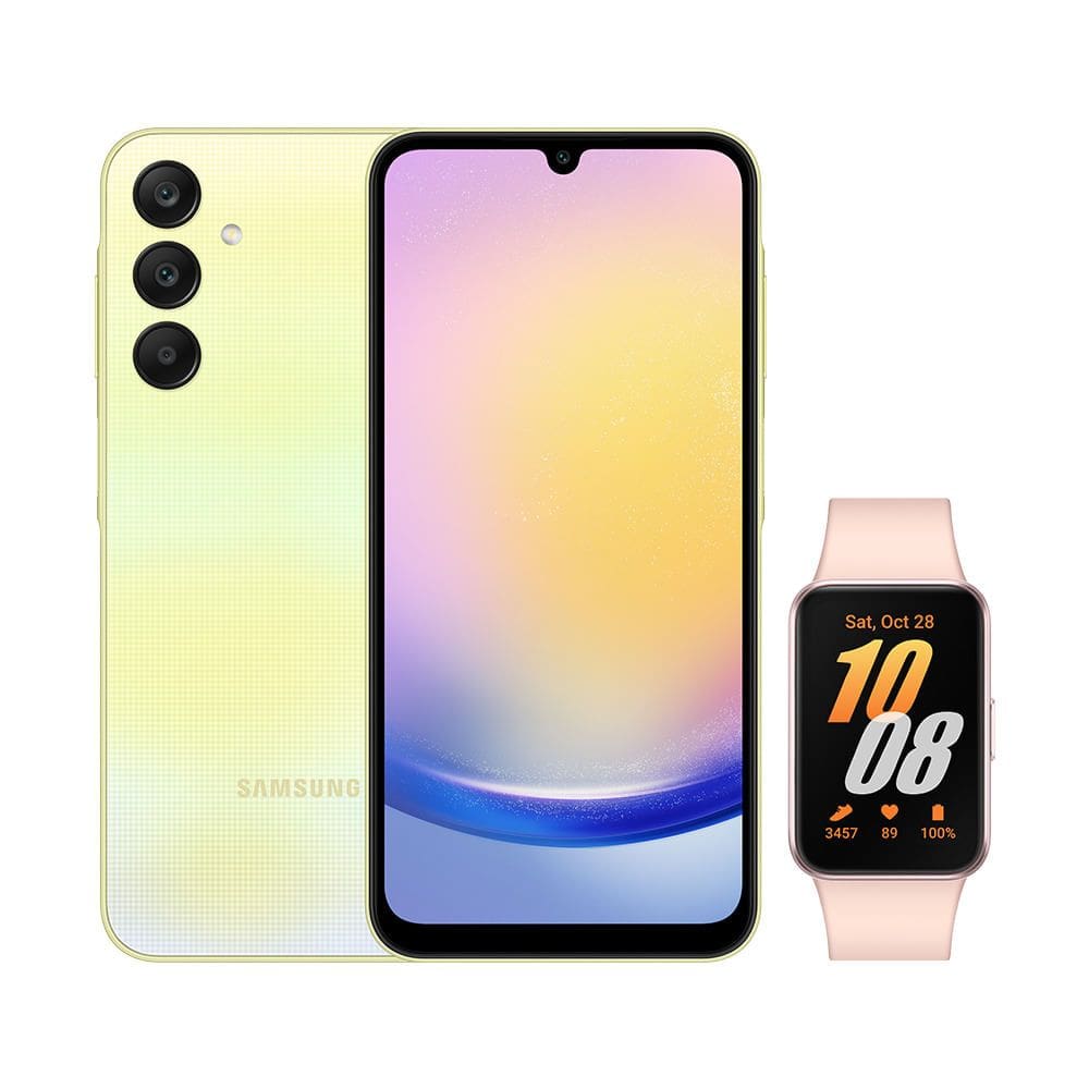 Celular Samsung A25 5G (256GB) - Verde Claro + Galaxy Fit3 - Rosê