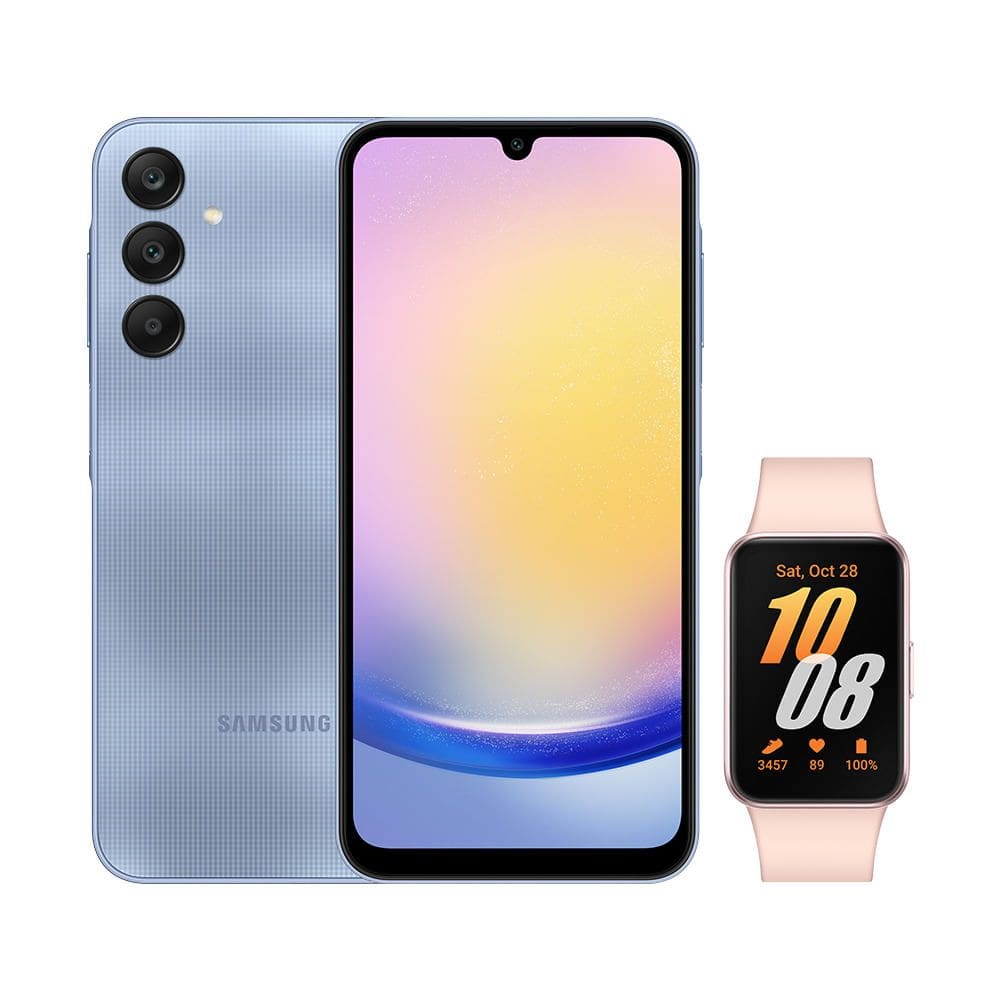Celular Samsung A25 5G (256GB) - Azul + Galaxy Fit3 - Rosê