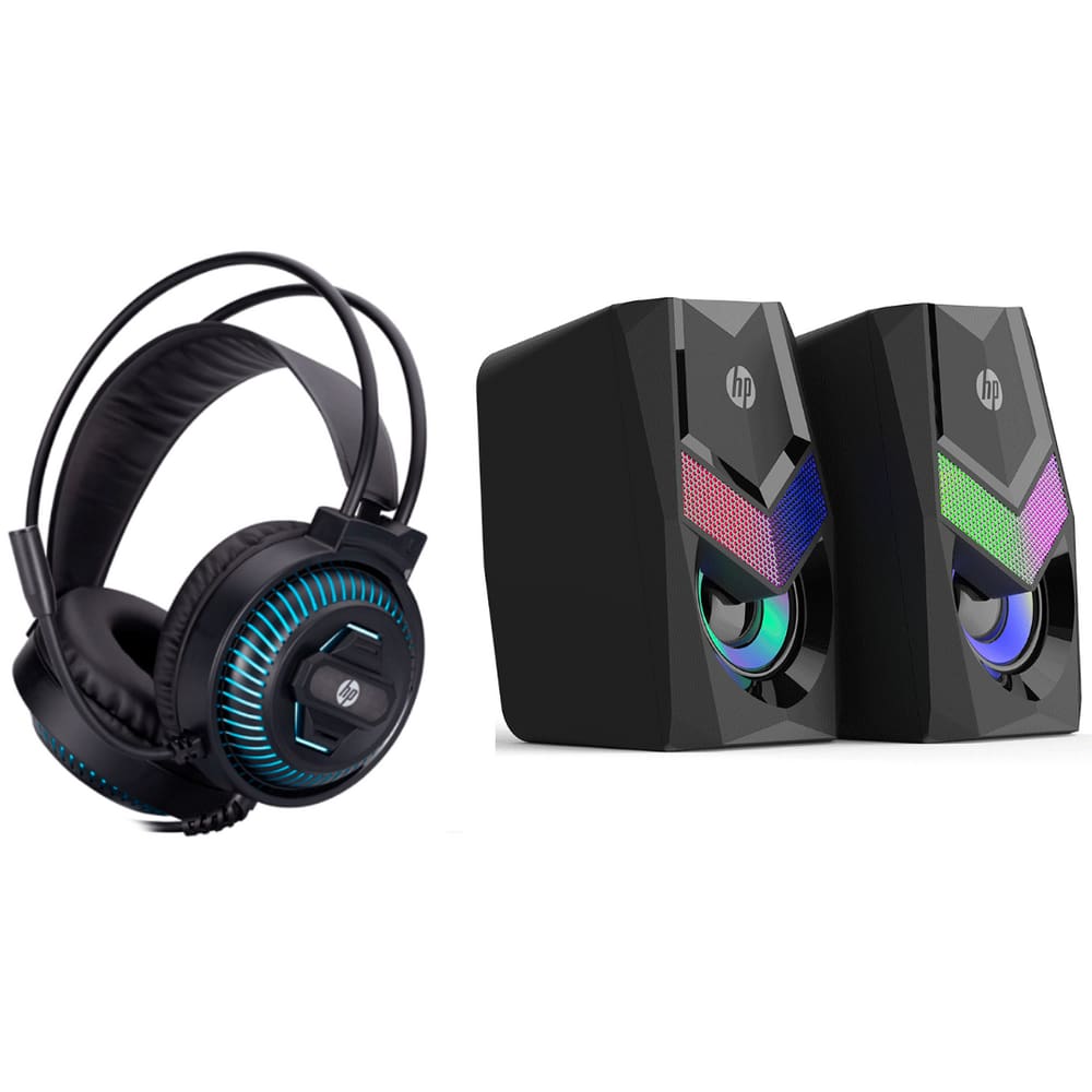 Headset Gamer , Usb / P2 Blue Light Dhe-8001 + Caixa De Som Dhe-6000 Rgb, 6w Estéreo