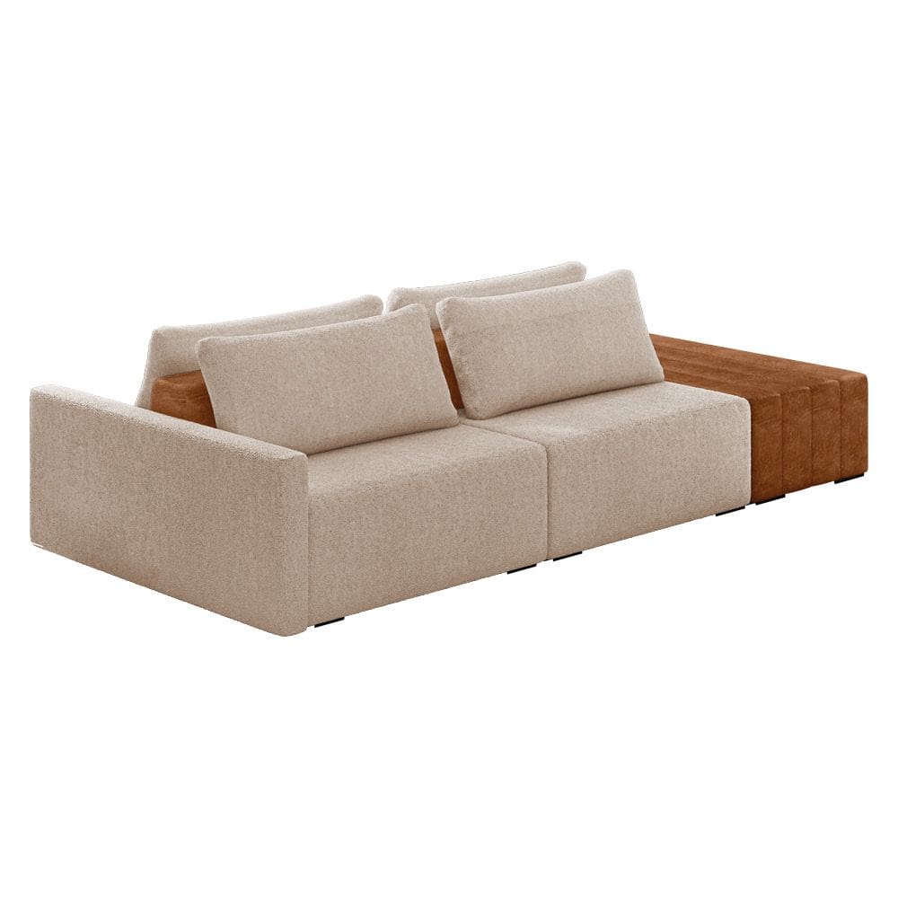 Sofá Ilha 2 Lugares Living 252cm Modulado para Sala Lary Bouclê Creme K01 - D`Rossi