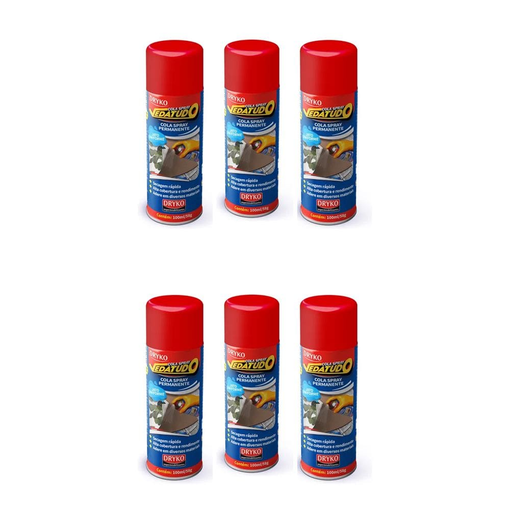 Kit com 6 Sprays Cola Vedatudo Dryko 400ml