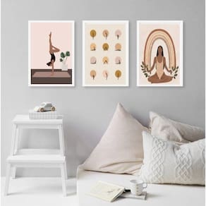 Kit 3 Quadros Decorativos Yoga- Posições 33X24Cm