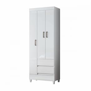 Guarda Roupa Solteiro com Pés 3 Portas 2 Gavetas Branco New Opção