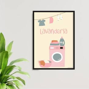 Quadro Decorativo De Lavanderia 24X18Cm Preta