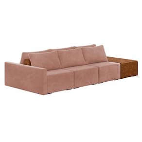 Sofá Ilha 3 Lugares Living 402cm Modulado para Sala Lary Veludo Rosê K01 - D`Rossi
