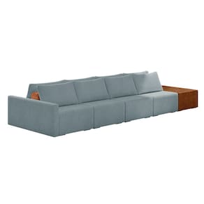 Sofá Ilha 4 Lugares Living 392cm Modulado para Sala Lary Bouclê Azul K01 - D`Rossi