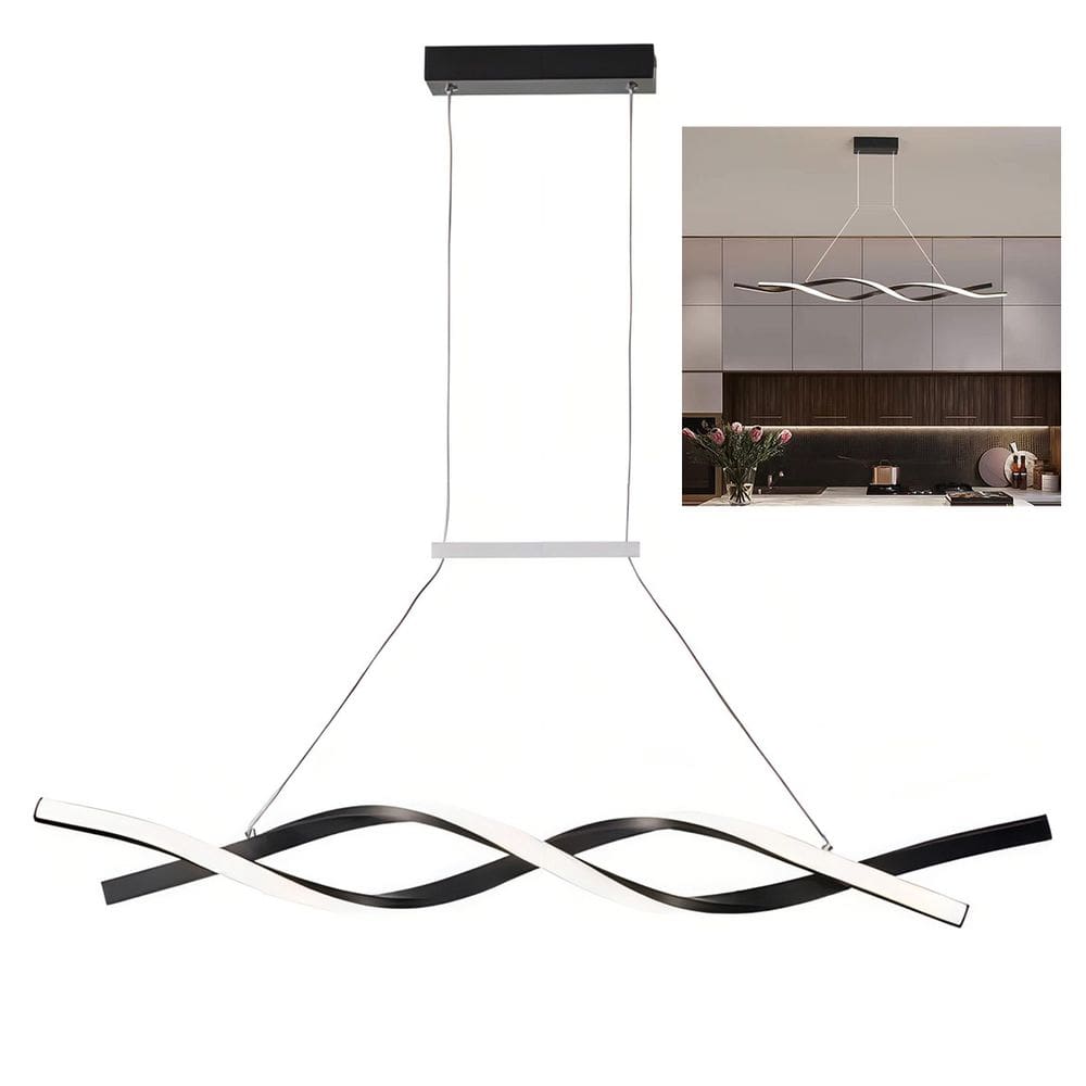 Lustre Pendente Aspiral 3 em 1 LED Ondas Iluminaçao Ambiente Recepçao Sala de Jantar Hall de Entrada Moderno