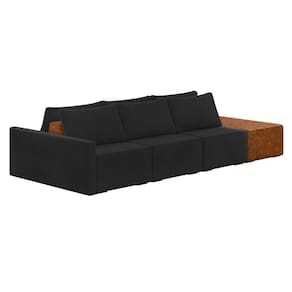 Sofá Ilha 3 Lugares Living 342cm Modulado para Sala Lary Veludo Preto K01 - D`Rossi