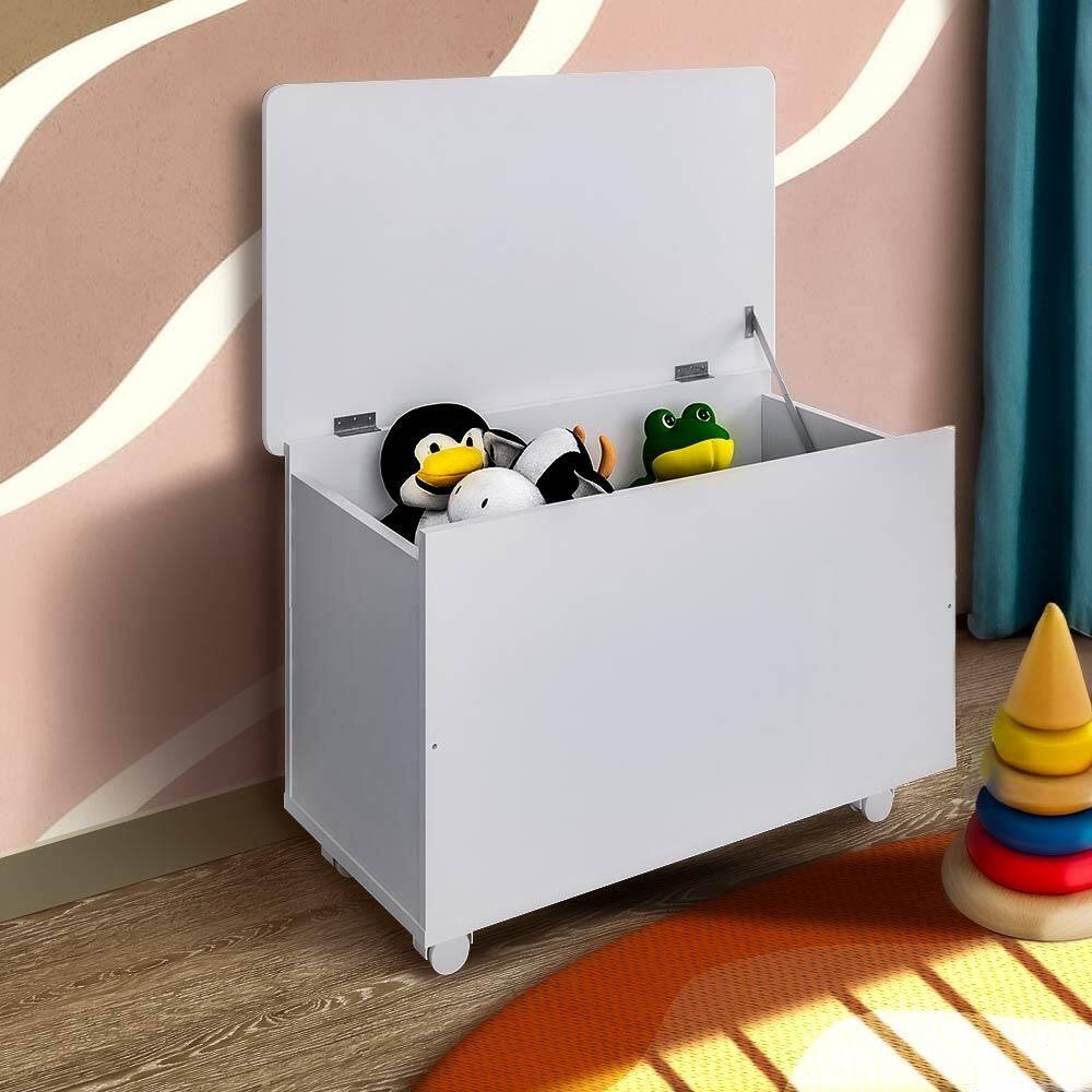 Baú De Brinquedos Infantil Com Tampa Branco Deko Shop Jm - Branco