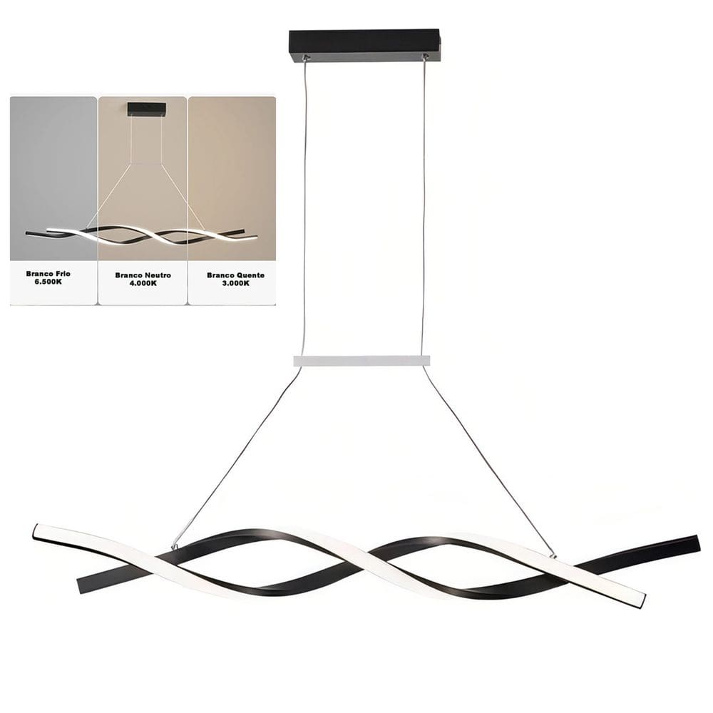 Lustre Pendente Aspiral LED 3 em 1 Iluminaçao Hall de Entrada Recepçao Sala de Jantar Comercial Residencial Ambiente