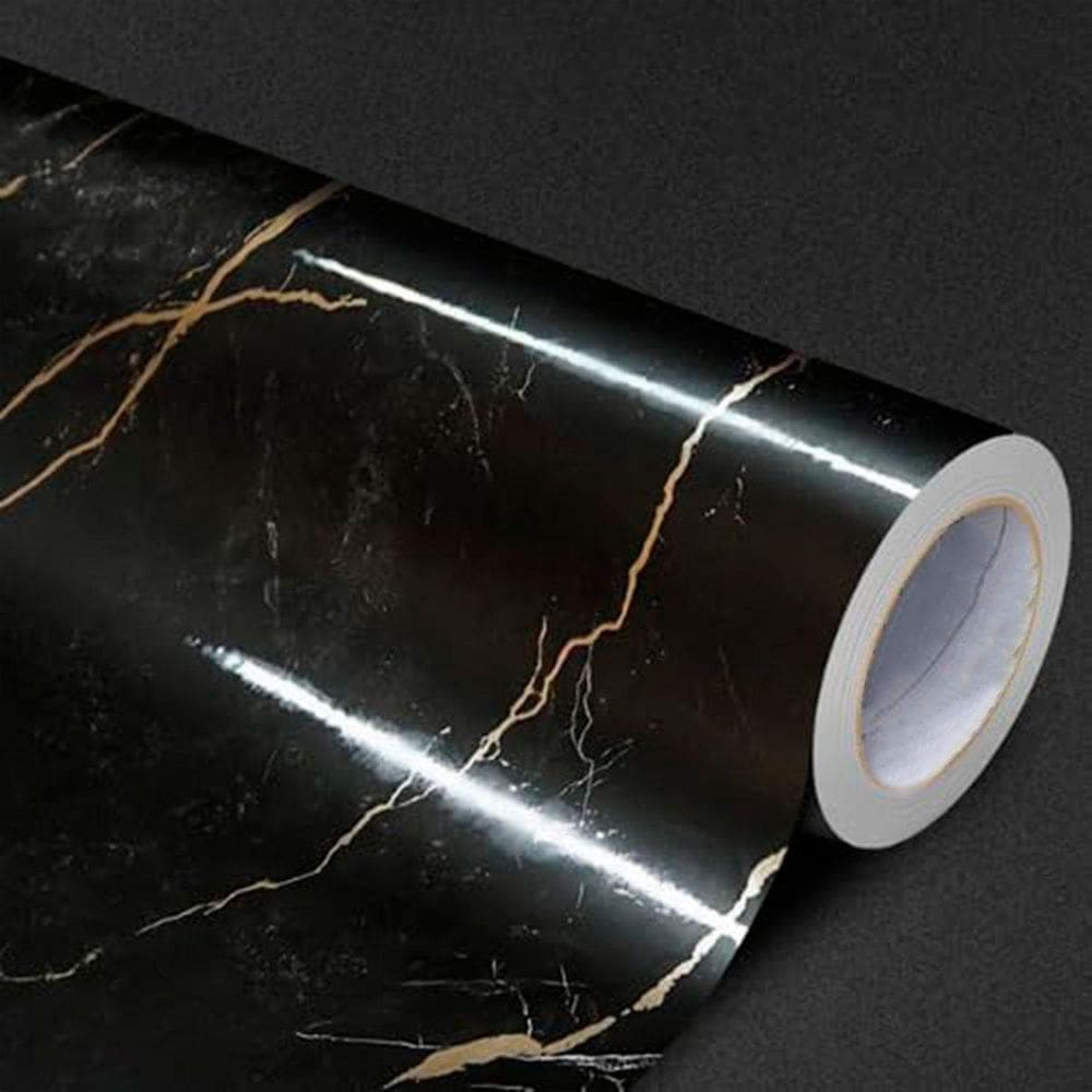 Adesivo Revestimento Mármore Preto Impermeável 5M X 60Cm