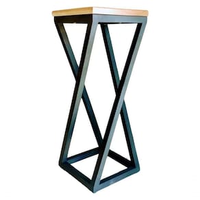 Banqueta Mark Y De Metalon Com Assento De Madeira Preto