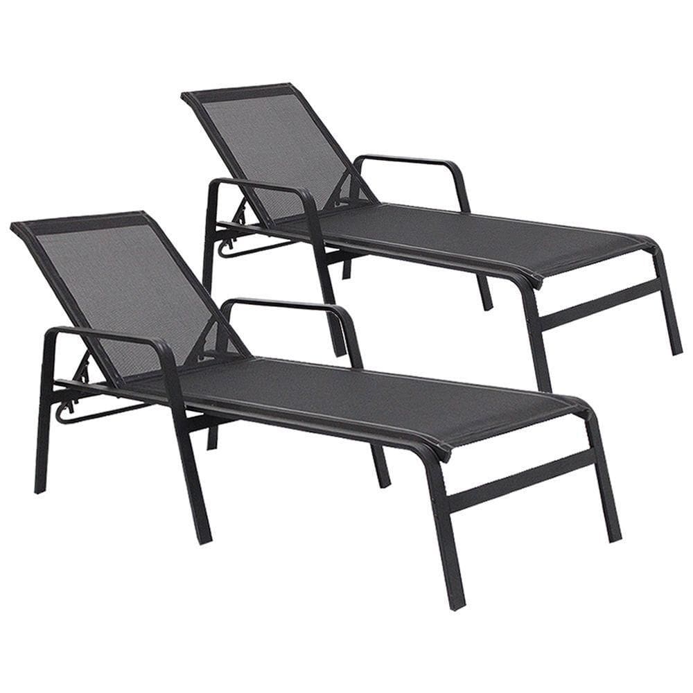 Kit 2 Espreguiçadeiras Lótus Premium Preto