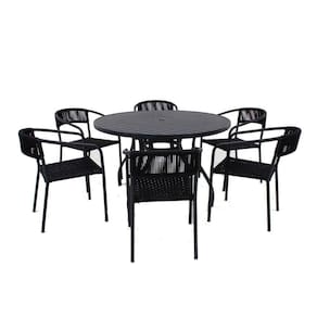 Jogo De Mesa Alumínio 6 Cadeiras Lavanda Corda Náutica Preto