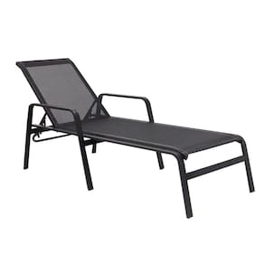 Espreguiçadeira Para Piscina Reforçada Aluminio Tela Sling Preto
